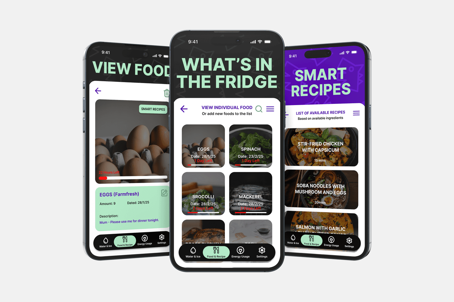 Three phone mockup showing application screens