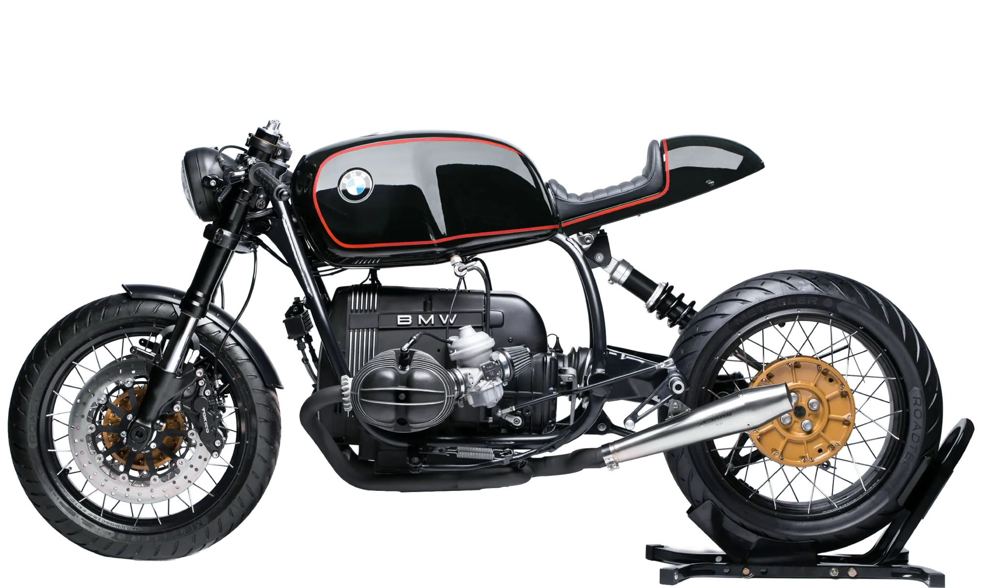 Moto da strada con punti di lubrificazione interattivi che mostrano le applicazioni dei prodotti NILS per motore, freni, sospensioni e trasmissione