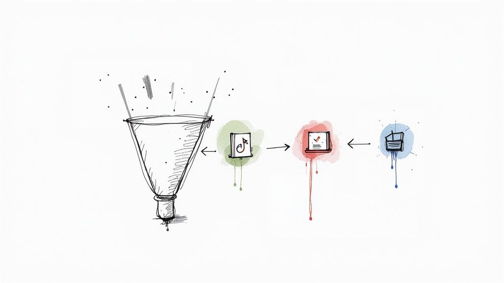A visual representation of a complex, multi-touchpoint customer journey map.