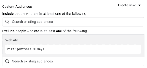 Exclusions on Meta Ads.