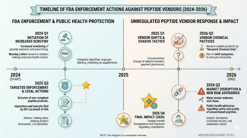 FDA enforcement timeline for semaglutide research chemical vendors