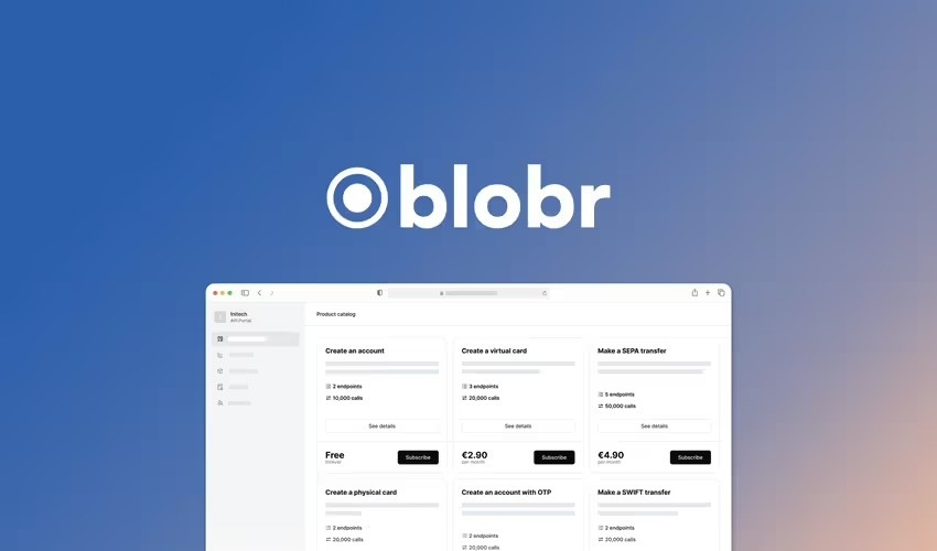 Blobr API portal interface preview, one of the partner integrations featured on the Decktopus AI partners page.