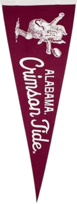 Vintage Alabama Crimson Tide pennant with running elephant mascot.