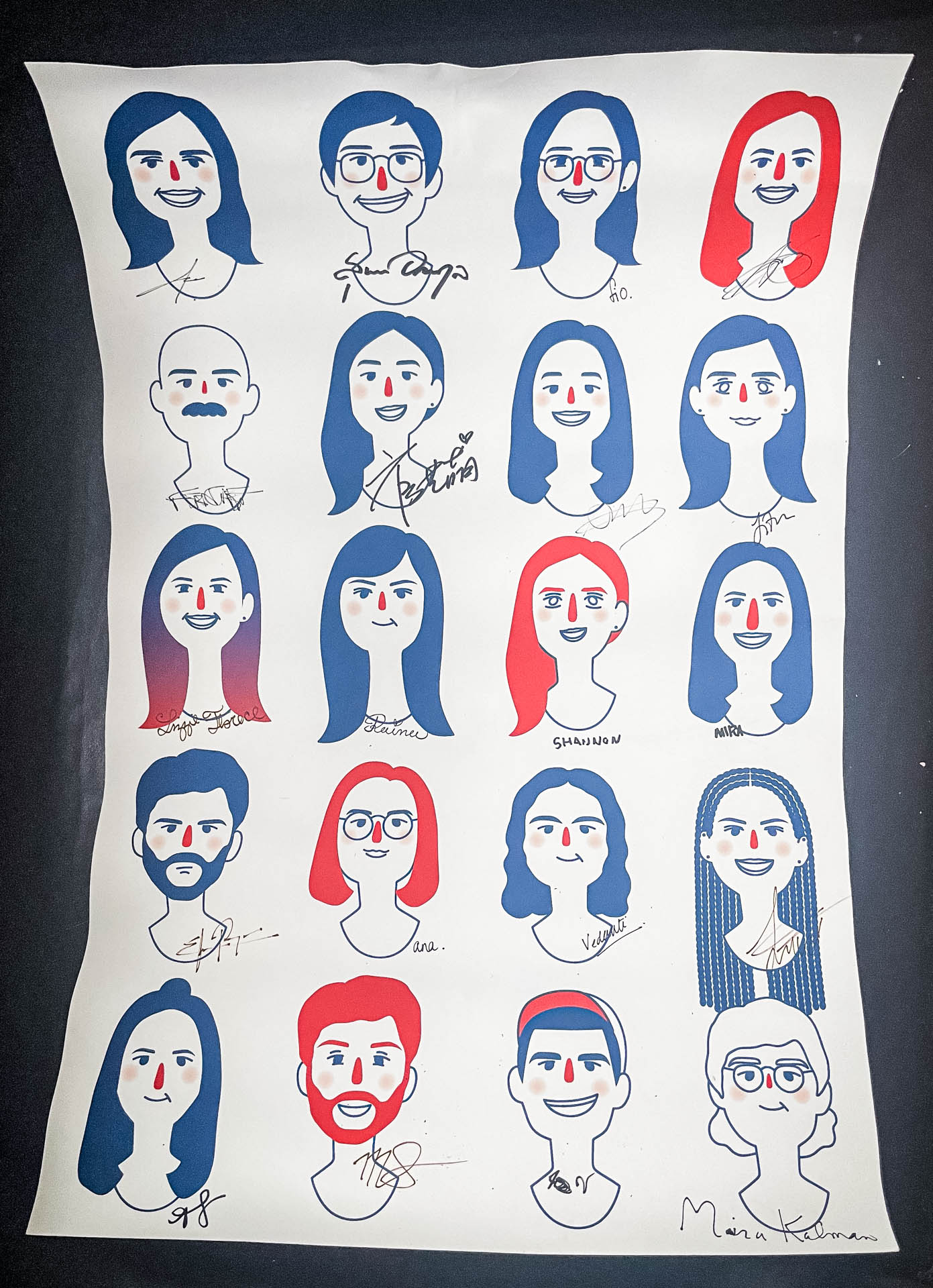 colorful portrait drawings of students