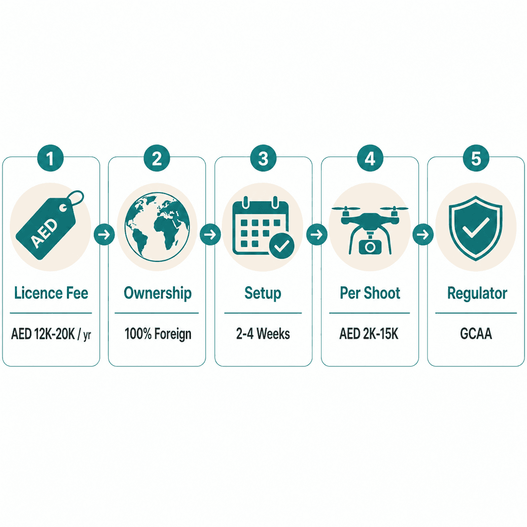 Infographic: Aerial Photography Services Business License in Dubai: Cost and Requirements