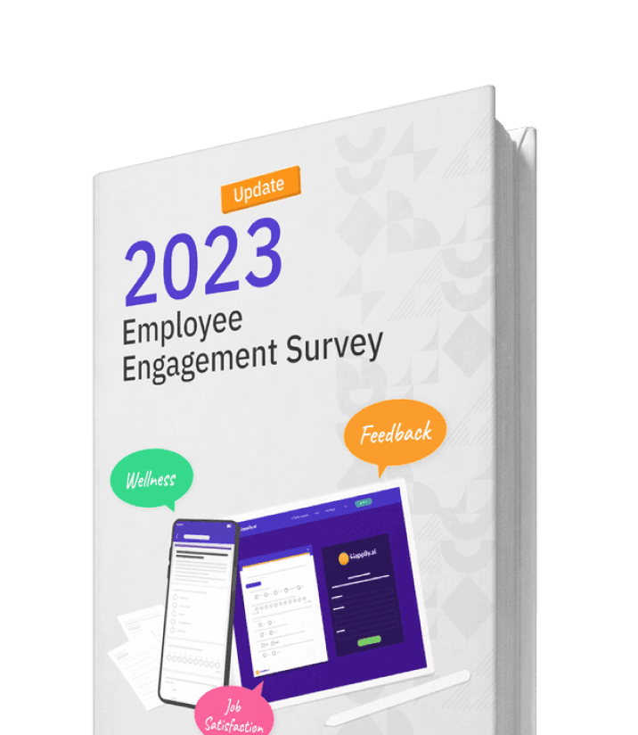 Cover of a 2023 Employee Engagement Survey booklet, featuring vibrant colors and a modern design.