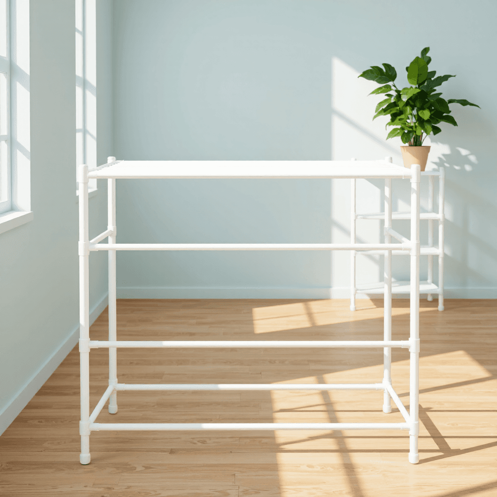 product photography of a set of drying racks for clothes
