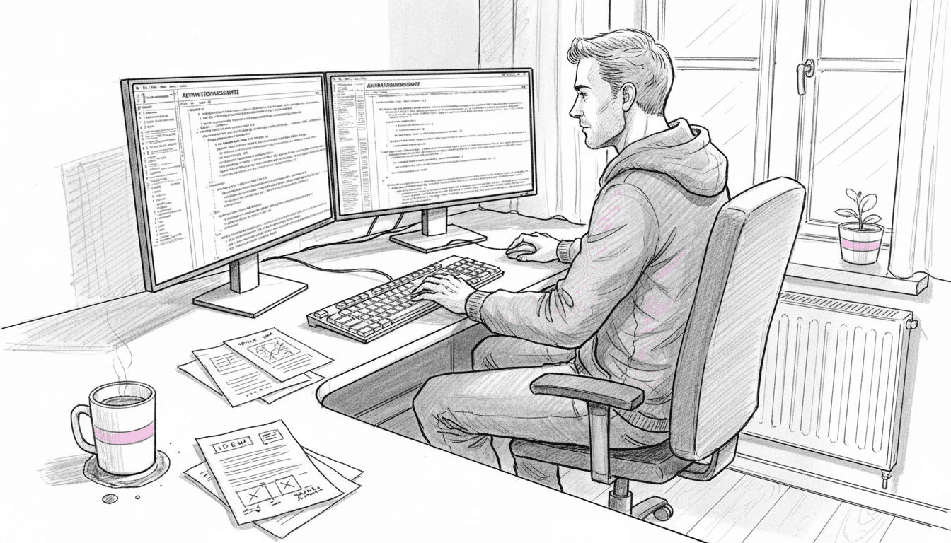 Ein Entwickler nimmt die Automatisierungsskripte genau unter die Lupe.