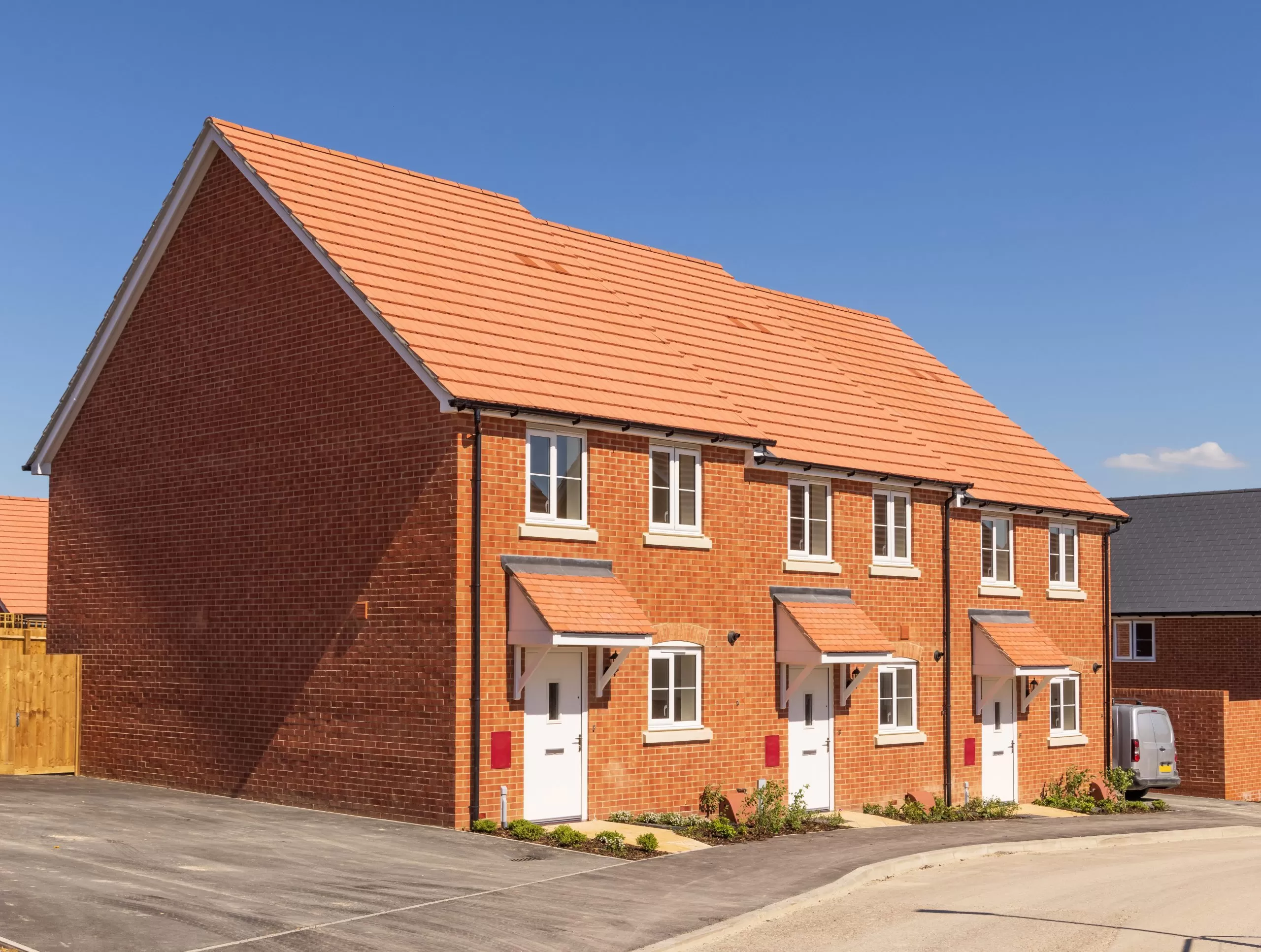 Image of a row of new build houses