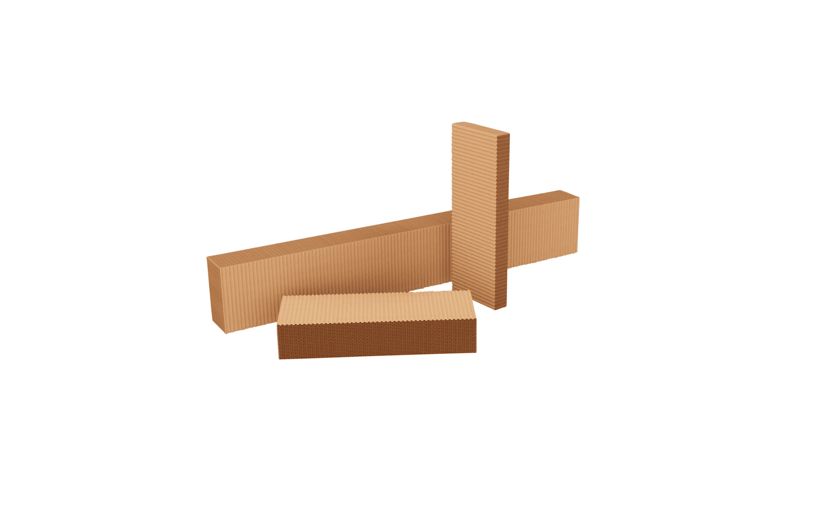 Corrugated cardboard packaging components for stabilising, separating and protecting products during transport and storage