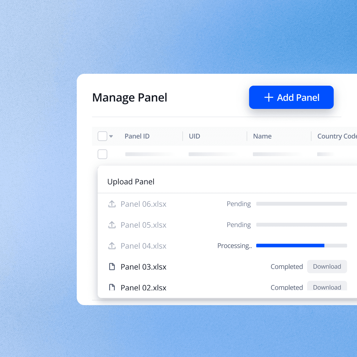 A digital dashboard displaying user data with options for filtering by date and various categories.