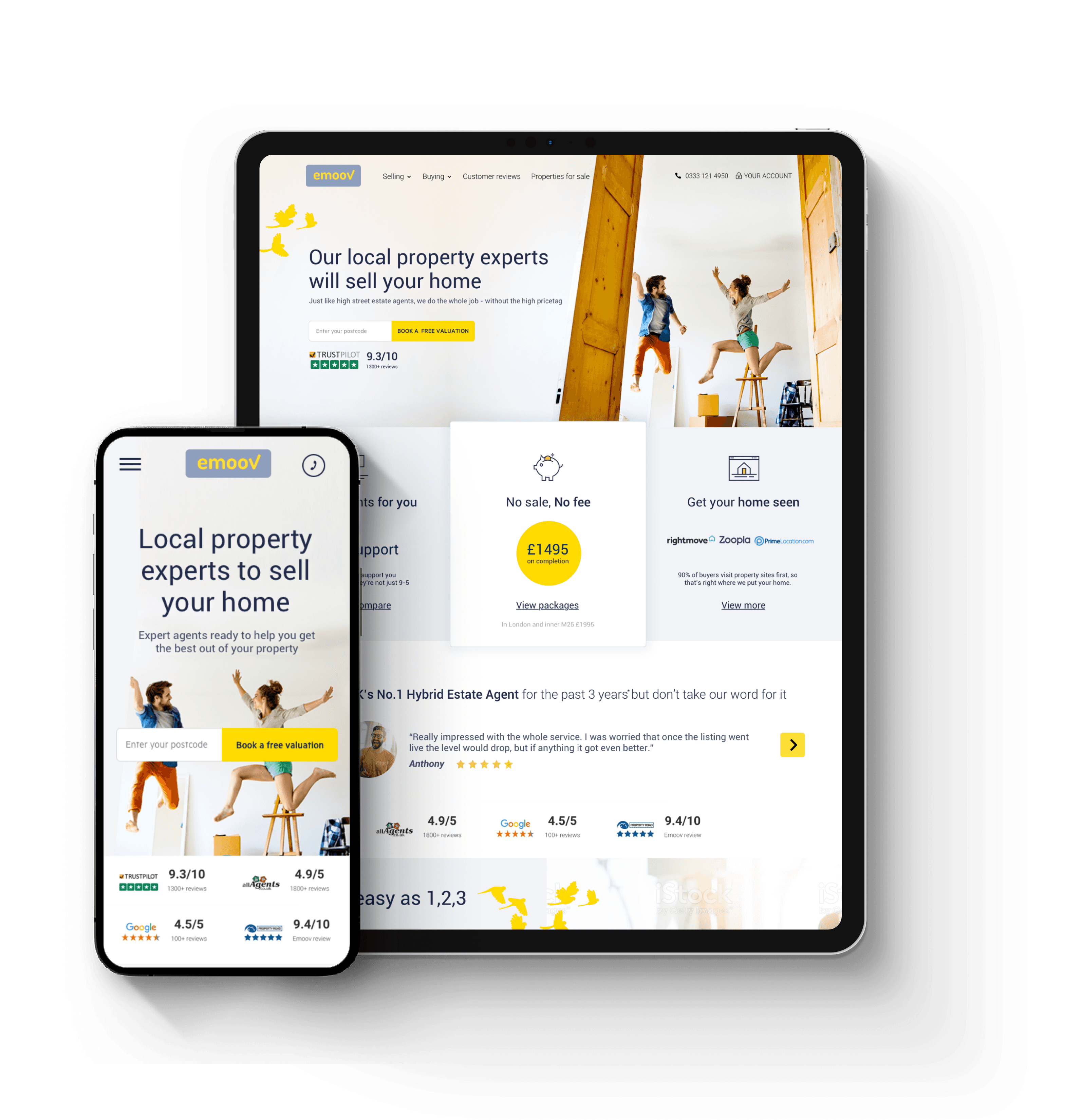 mobile and tablet view of homepage