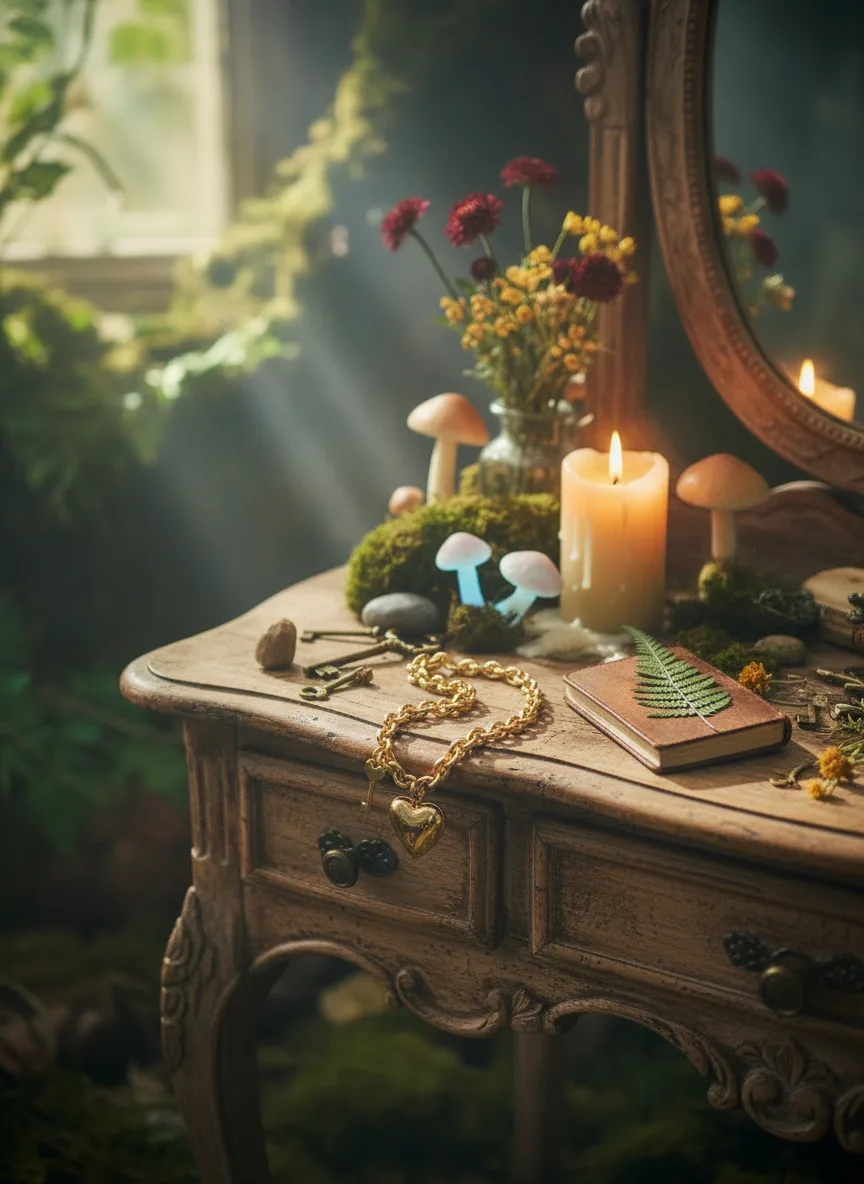 scene4-ai product photography-jewelry necklace campaign creation-featuring a high fashion model in a fairytale setting-7