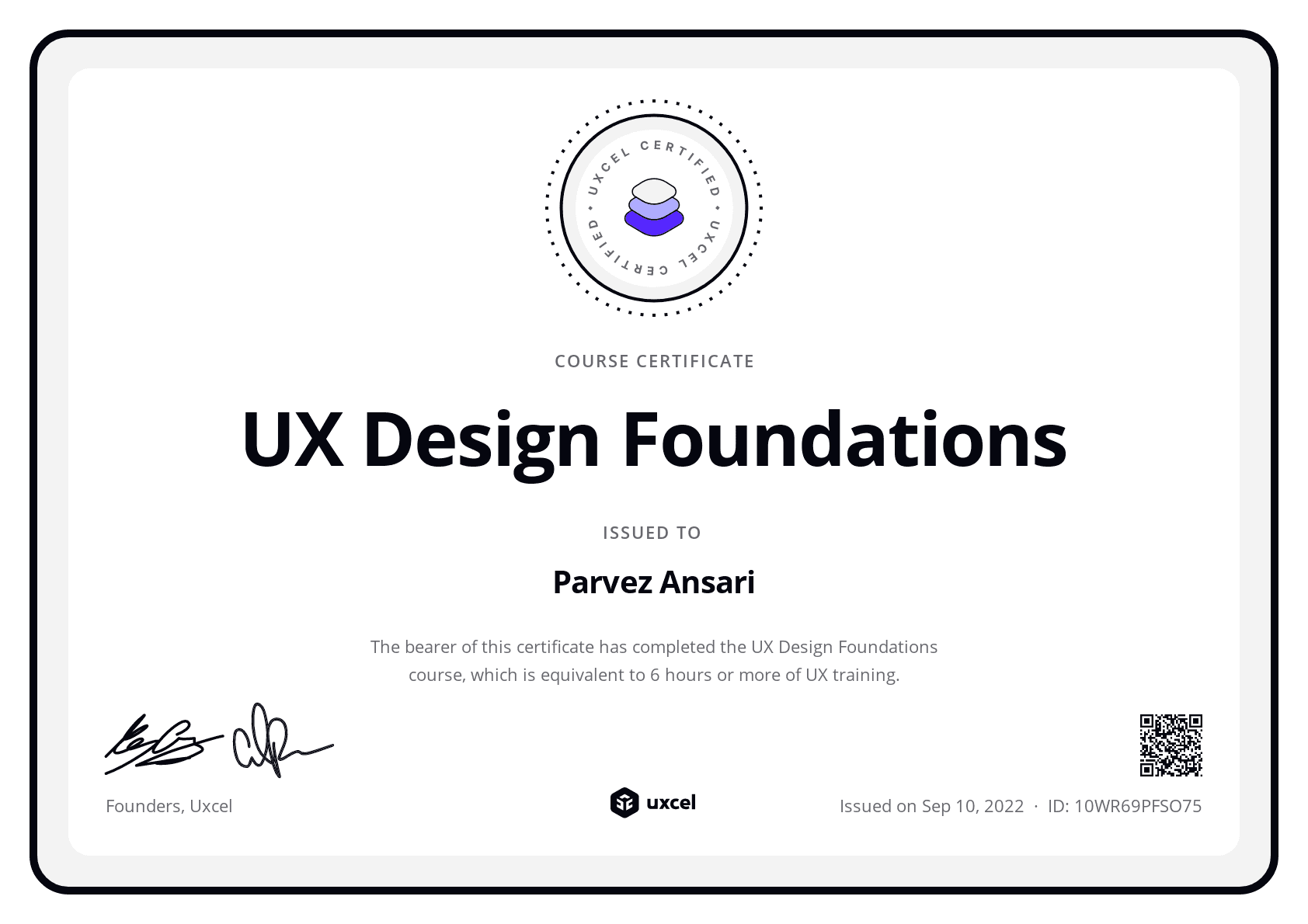 Parvez Ansari’s Course Certificate: UX Design Foundation