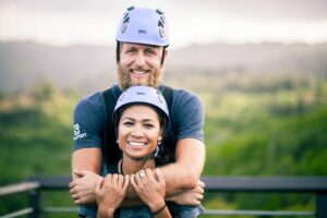smiling couple on oahu ziplines