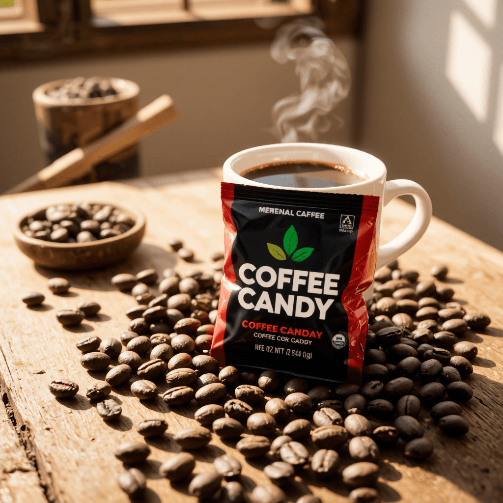 product photography of a pack of coffee candy