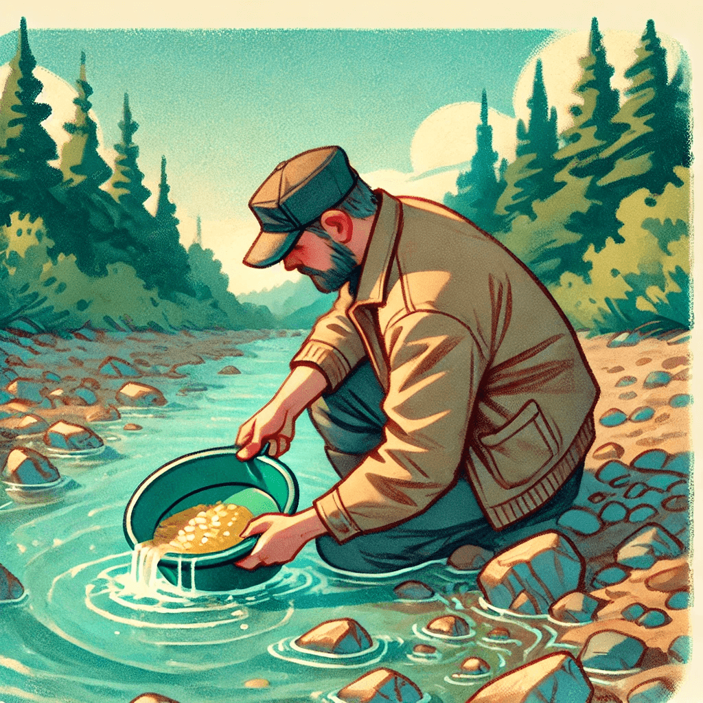 A Australian man panning for Gold
