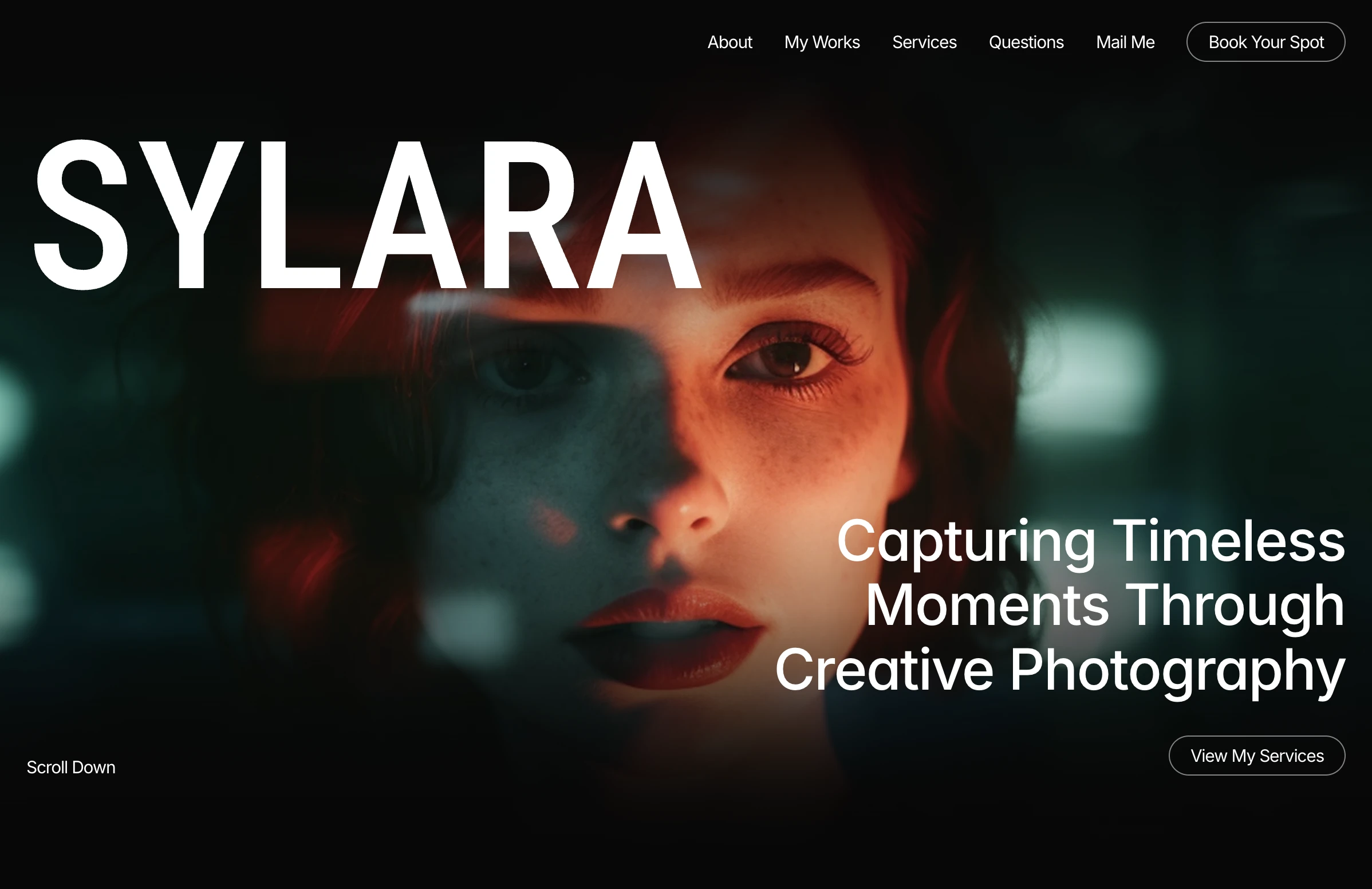 Sylara photographer portfolio website preview
