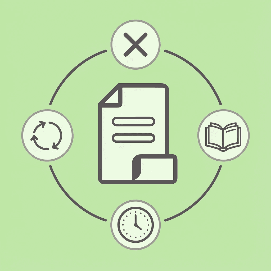 Central spreadsheet icon surrounded by four error types connected by lines, showing where mistakes can occur