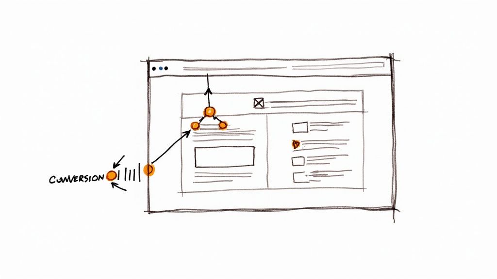 A person using a laptop with an overlay of heatmap data, showing where users click and scroll on a website.