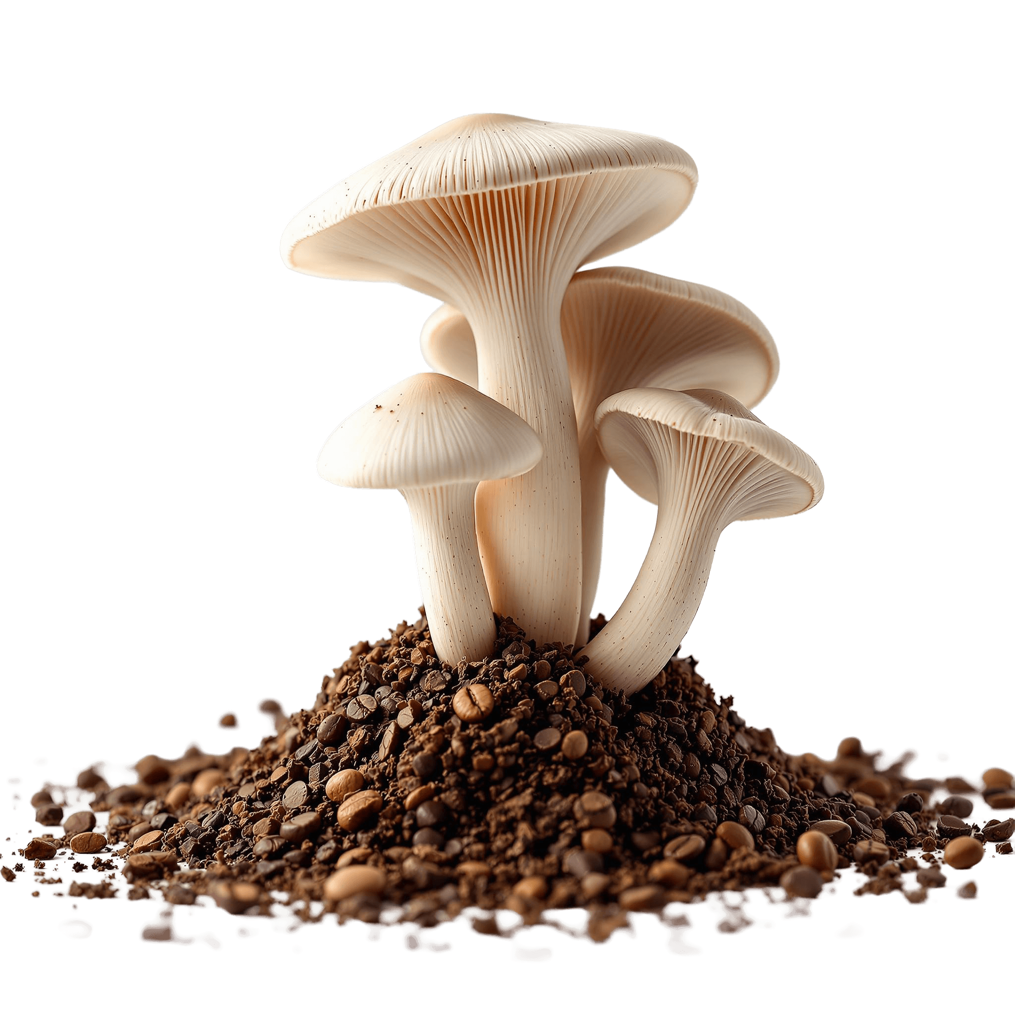 Pilze, die aus Kaffeesatz wachsen