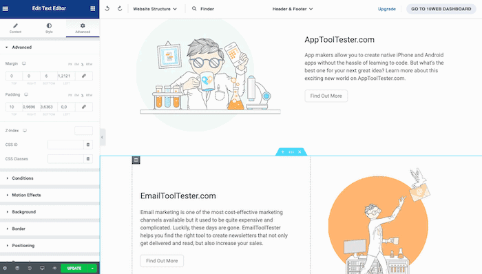 10web sections