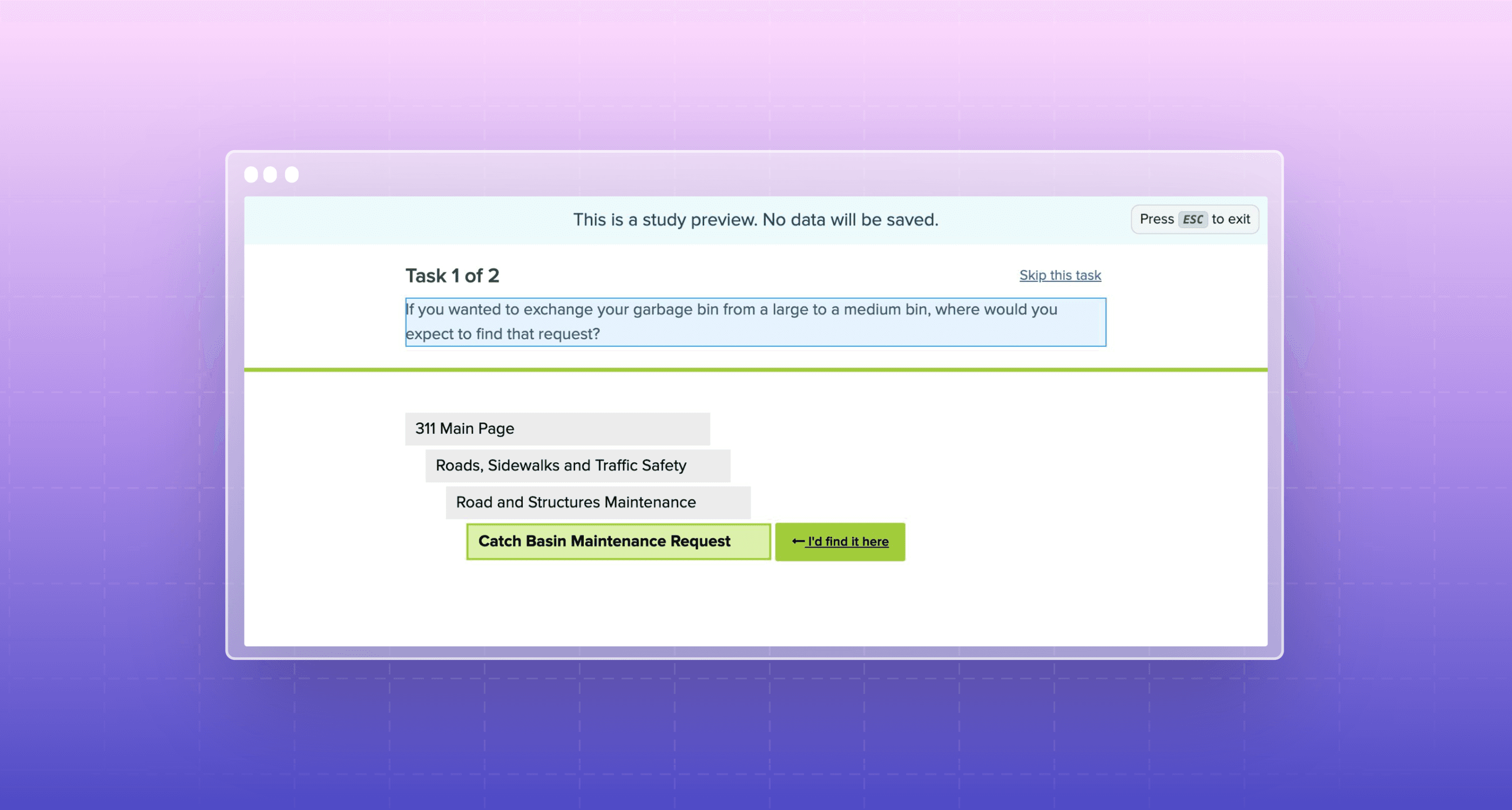 Example Task for Locating Service Requests