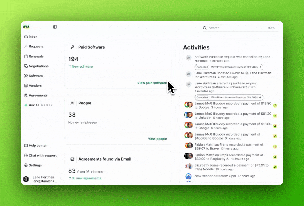BRM gathering data from a variety of sources