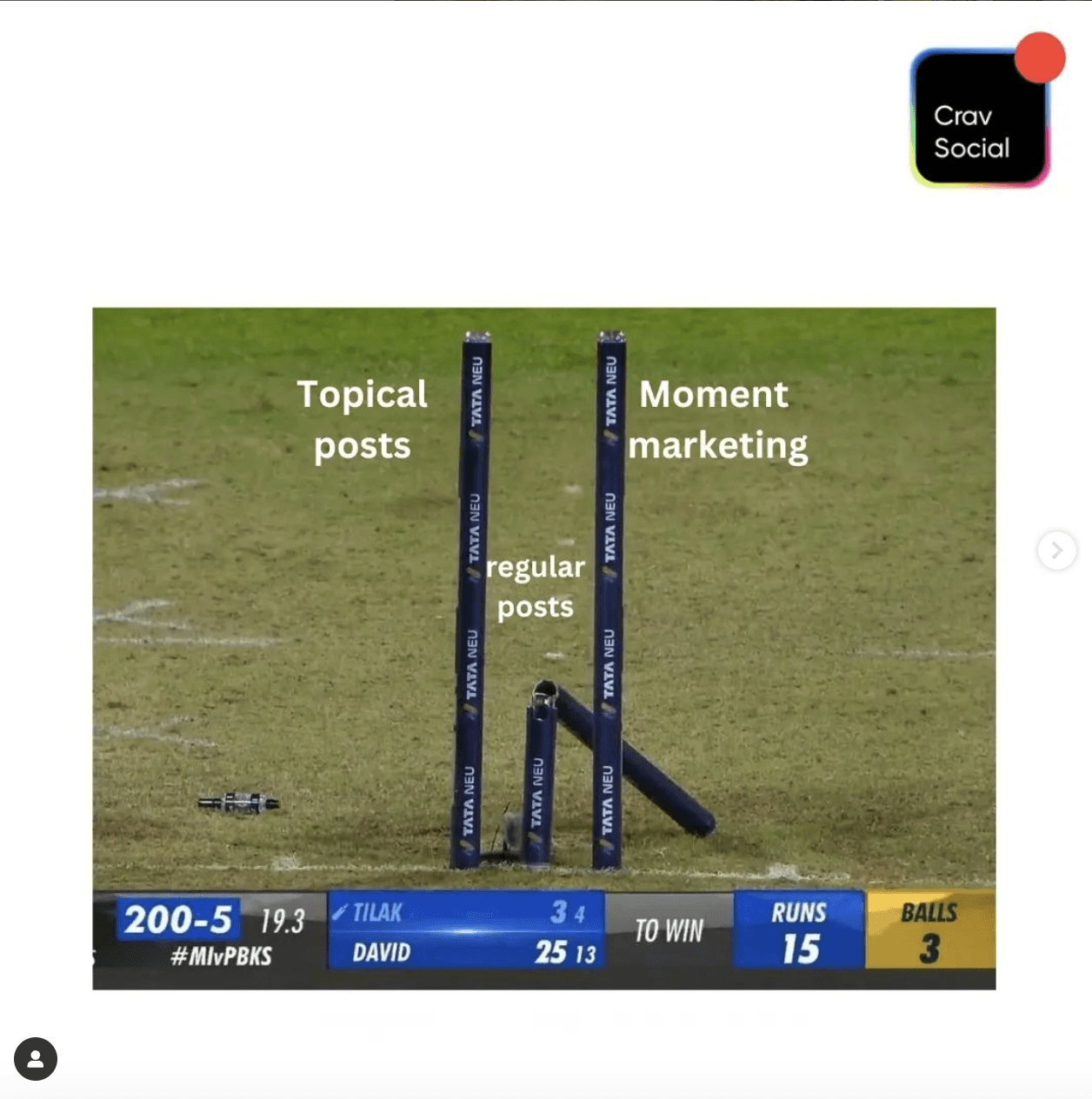 CravSocial Middle Wicket Cricket Match Meme Instagram Post