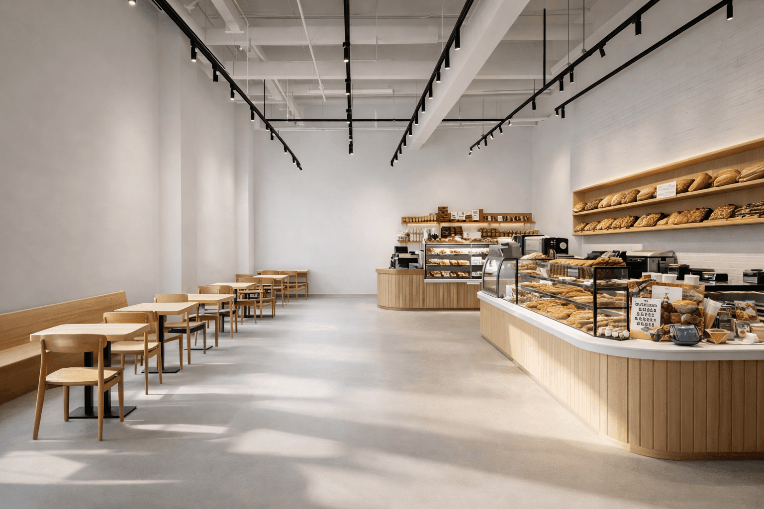 Minimalist bakery interior
