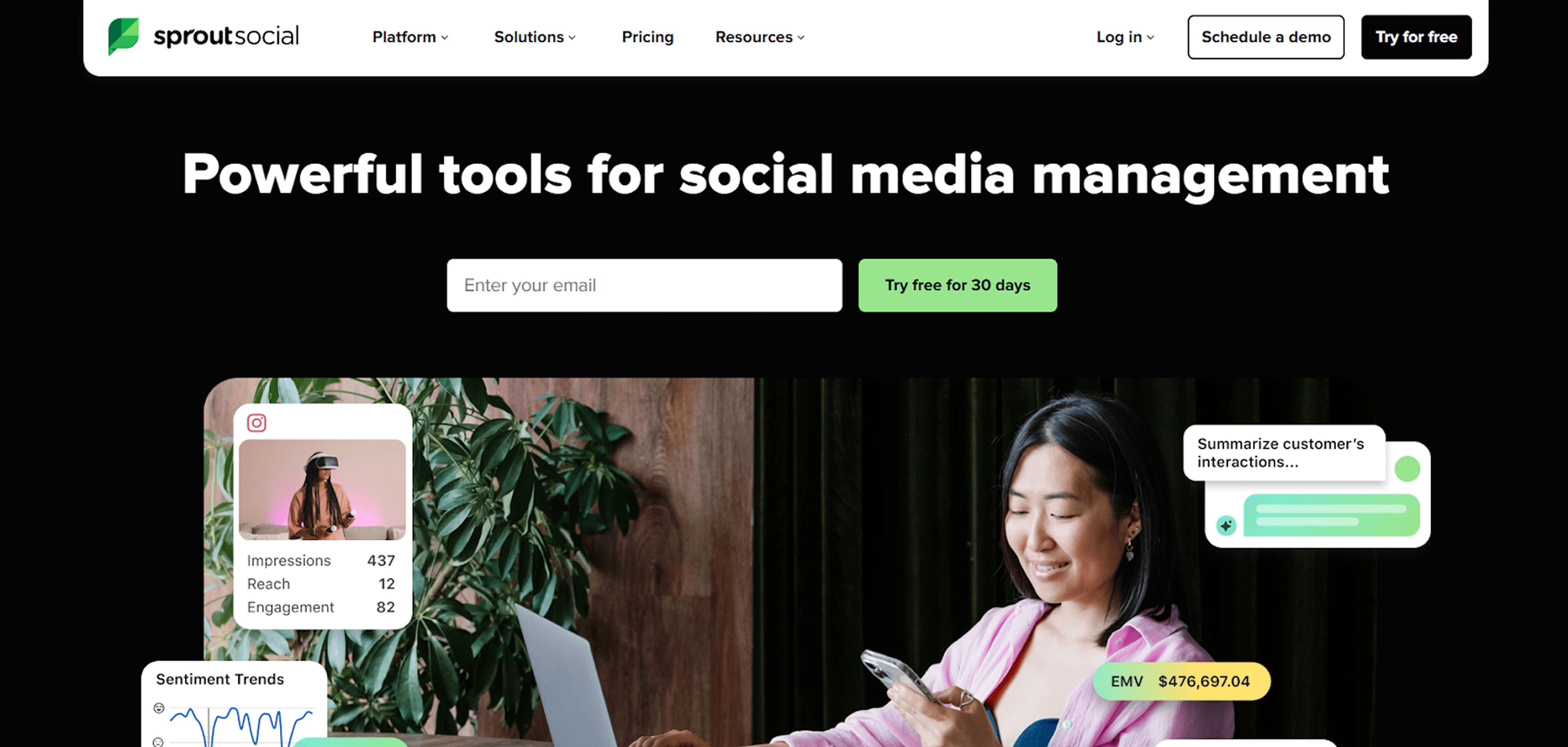 Sprout Social main website page