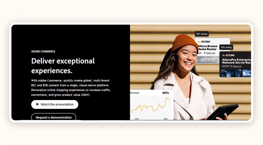 Adobe Commerce homepage
