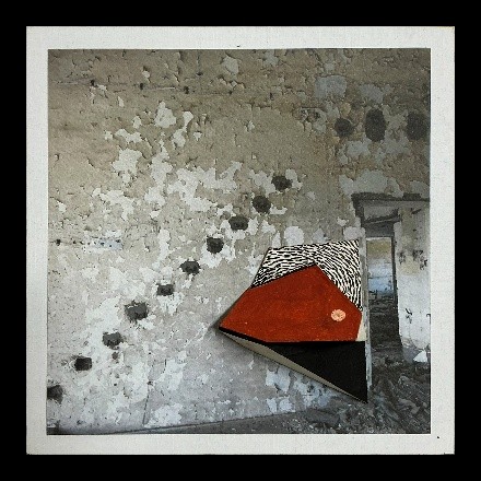 herd of sheep on road painting