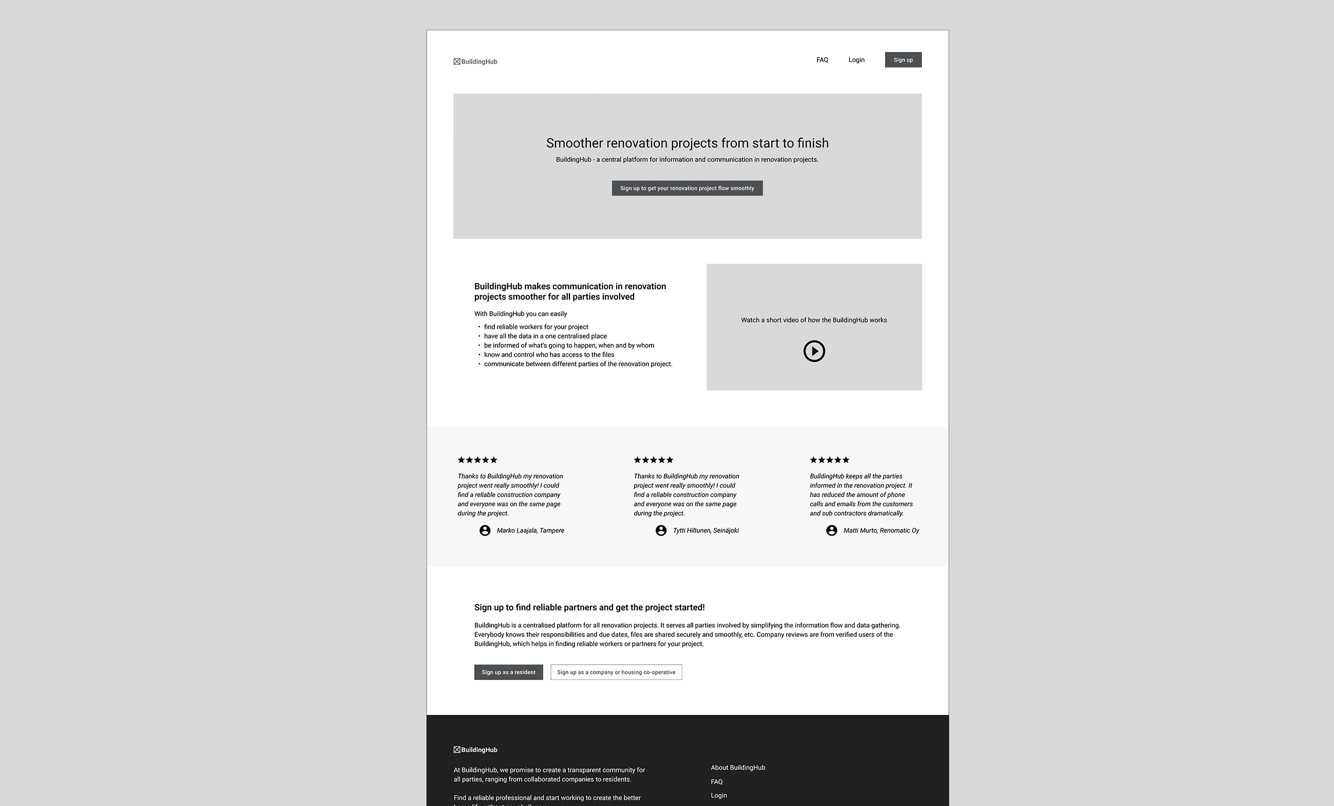 BuildingHub landing page