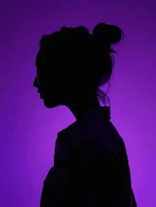 Smiling woman, soft rose background