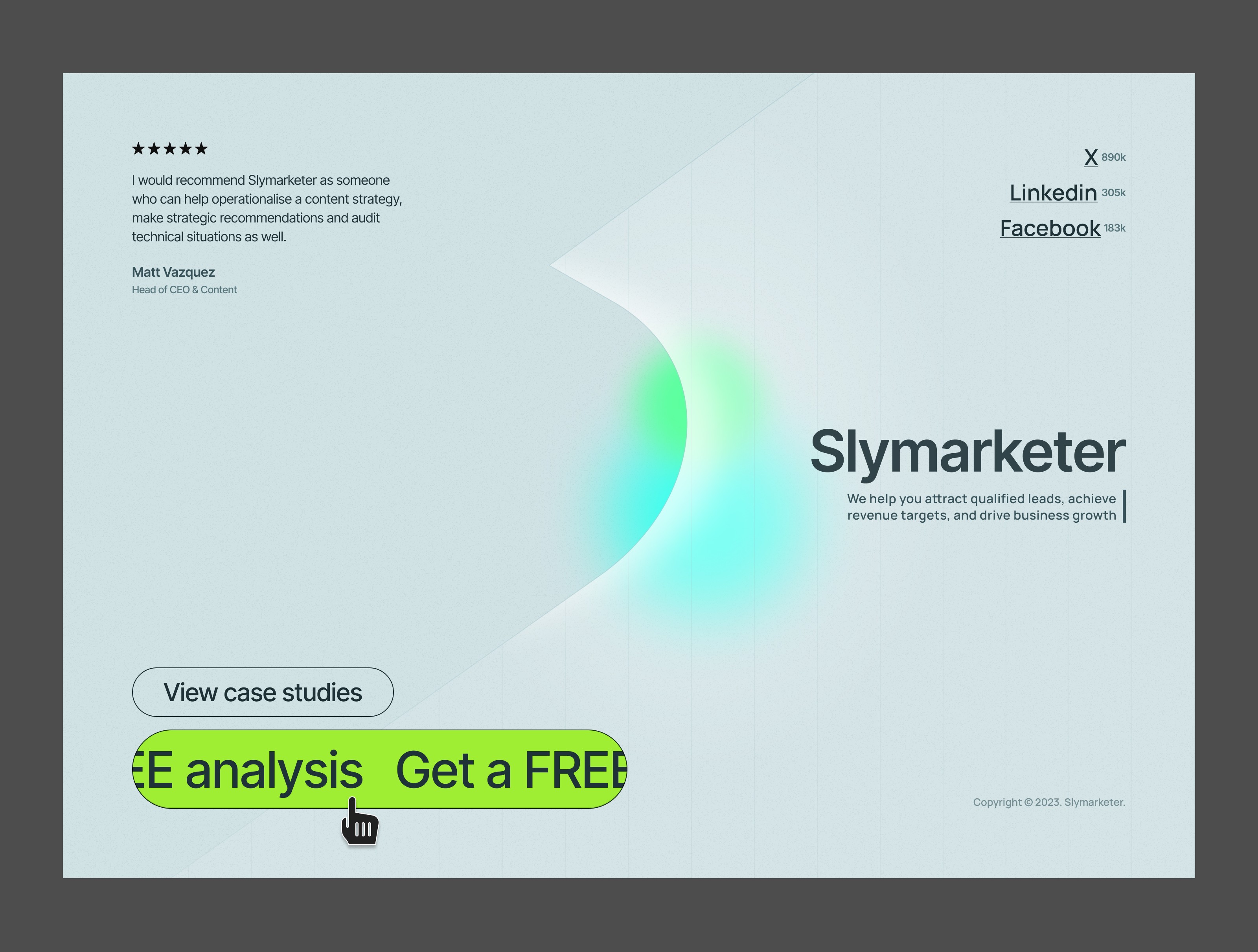 Slymarketer footer design. Dark footer design. Modern footer design. white footer design.