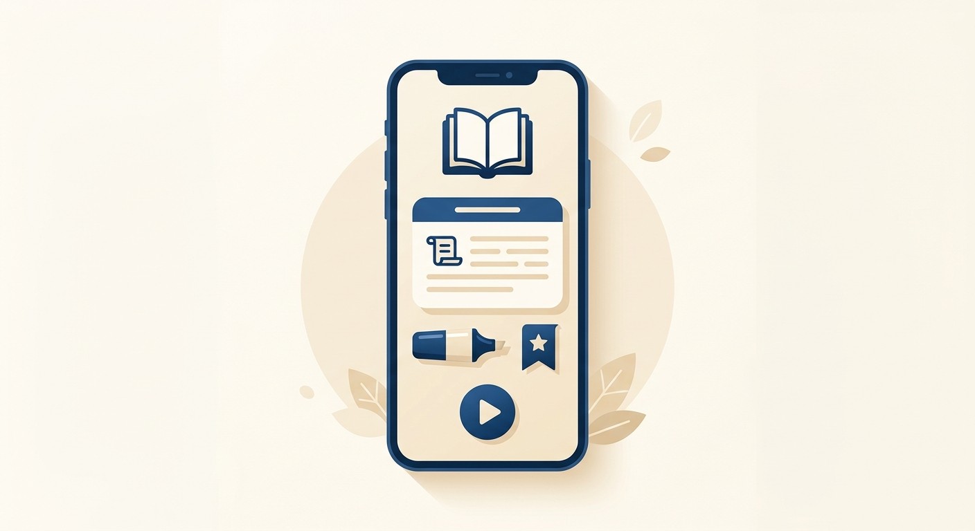 Illustration of a custom Bible reading app on a smartphone