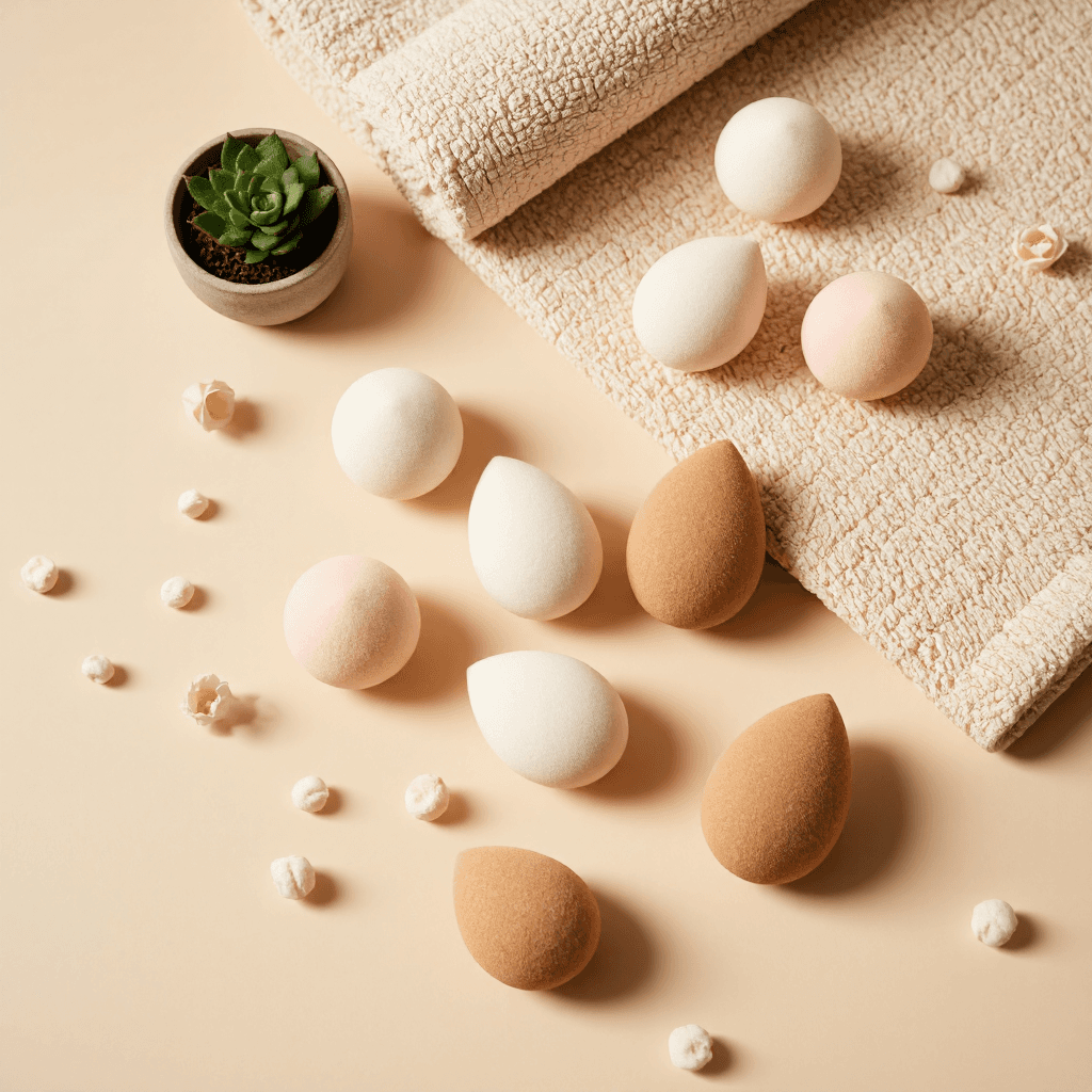product photography of makeup sponges