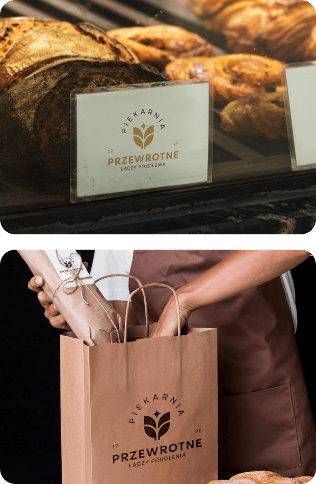 Rebranding dla Piekarnia Przewrotne – plansza 3 prezentacji (wersja mobilna)