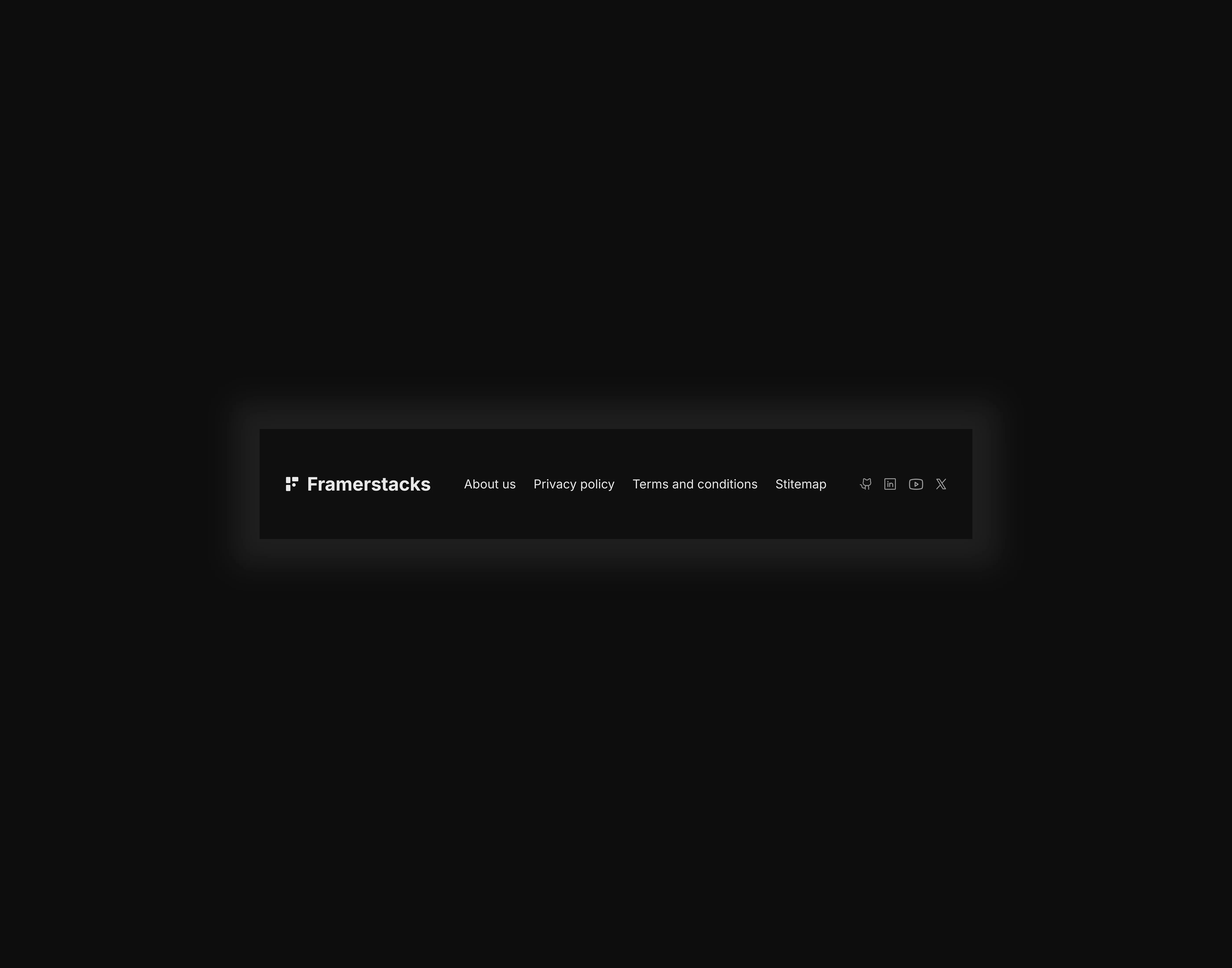 A dark themed simple ui design of a footer section for tablet devices.