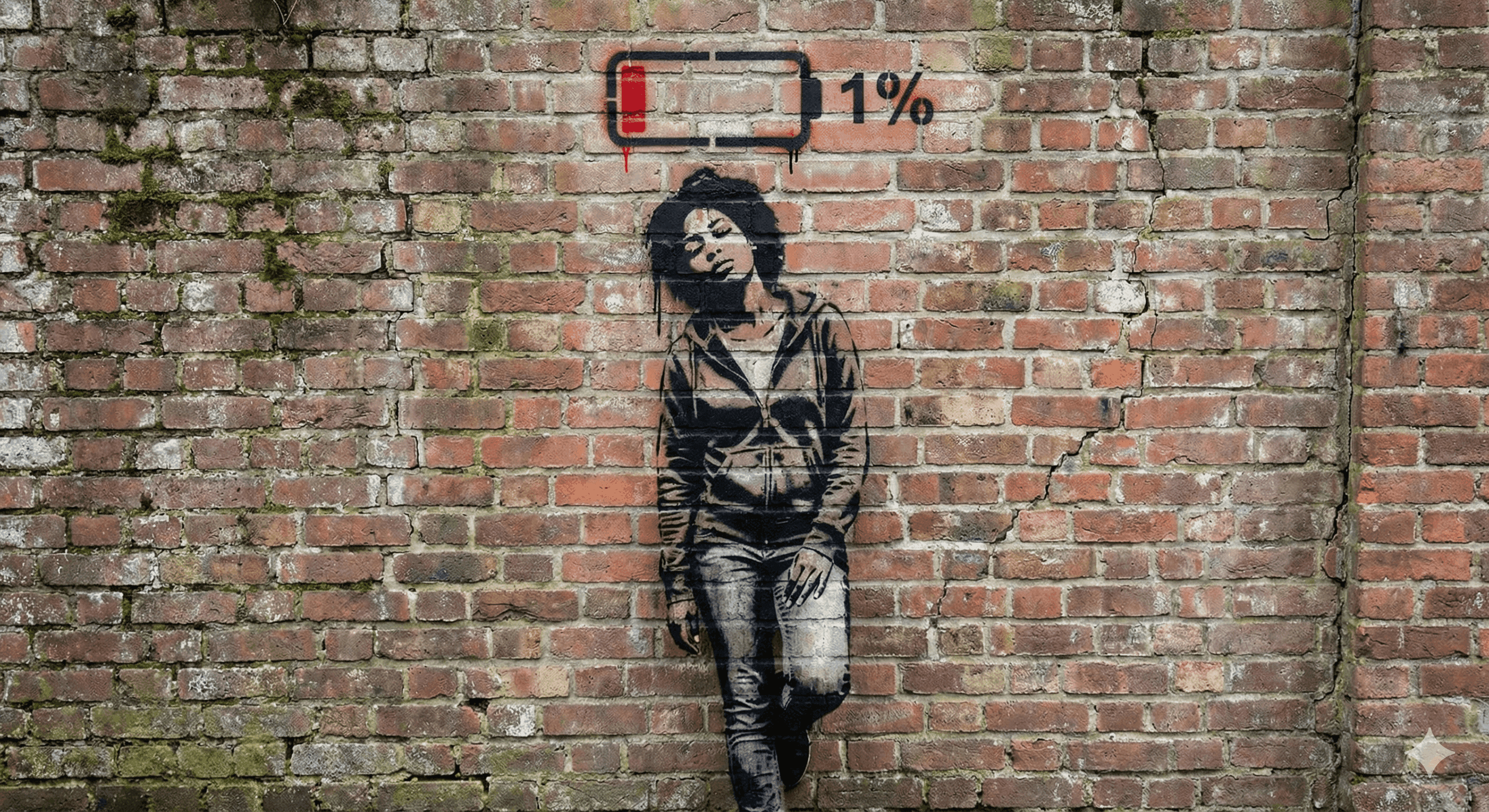 a lady with her battery drained