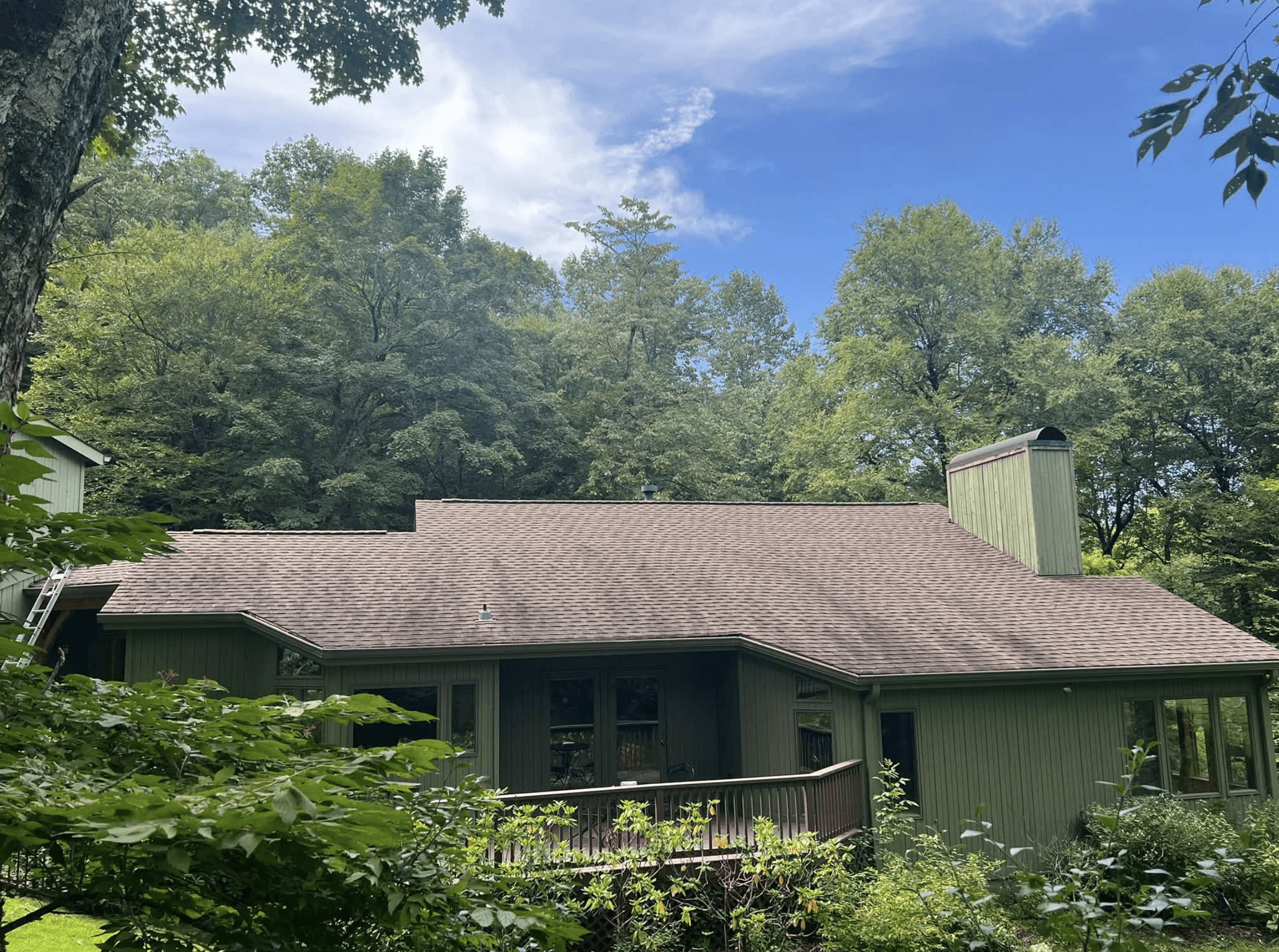 After asphalt roof cleaning
