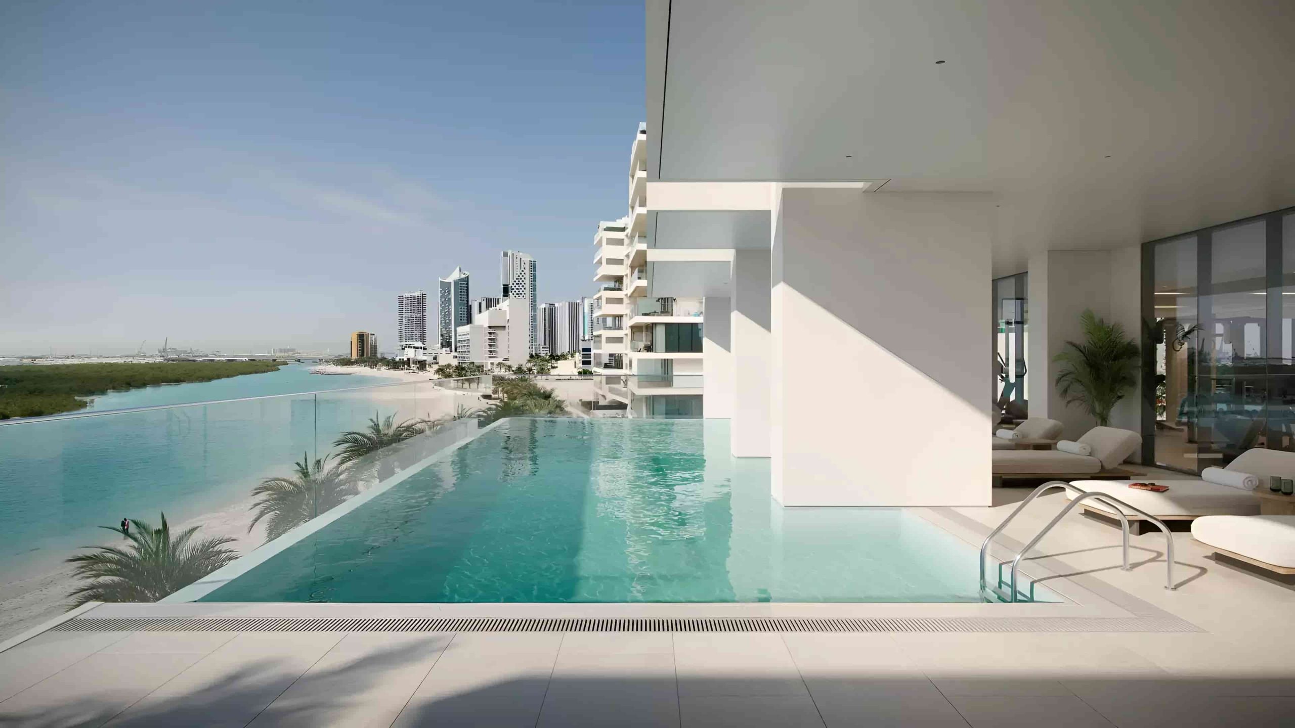 Scenic view from a luxury apartment balcony in Dubai, featuring the impressive skyline and Reem Eight's design.