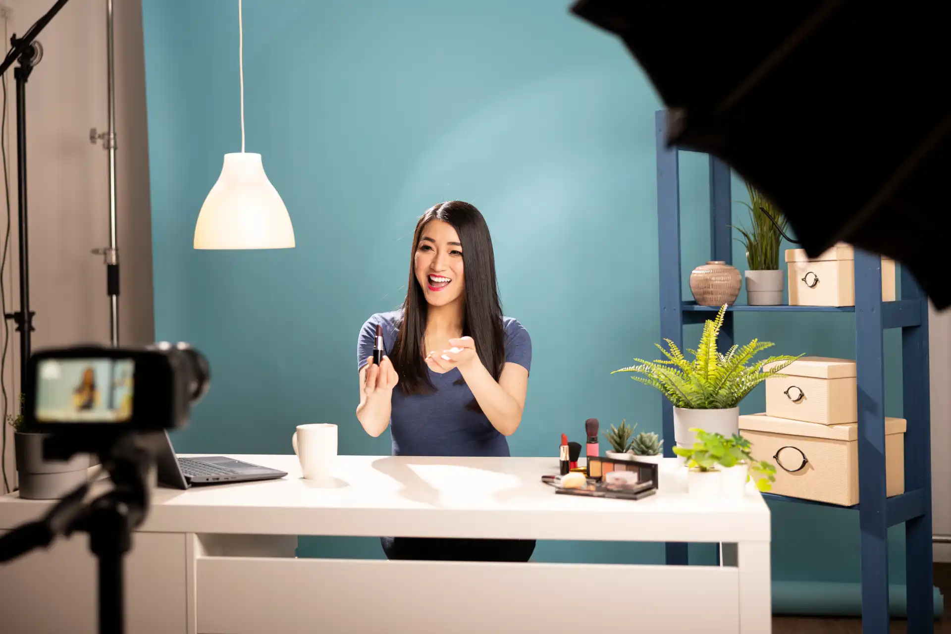 A digital creator filming content, showcasing the rise of the vertical video economy in emerging markets.