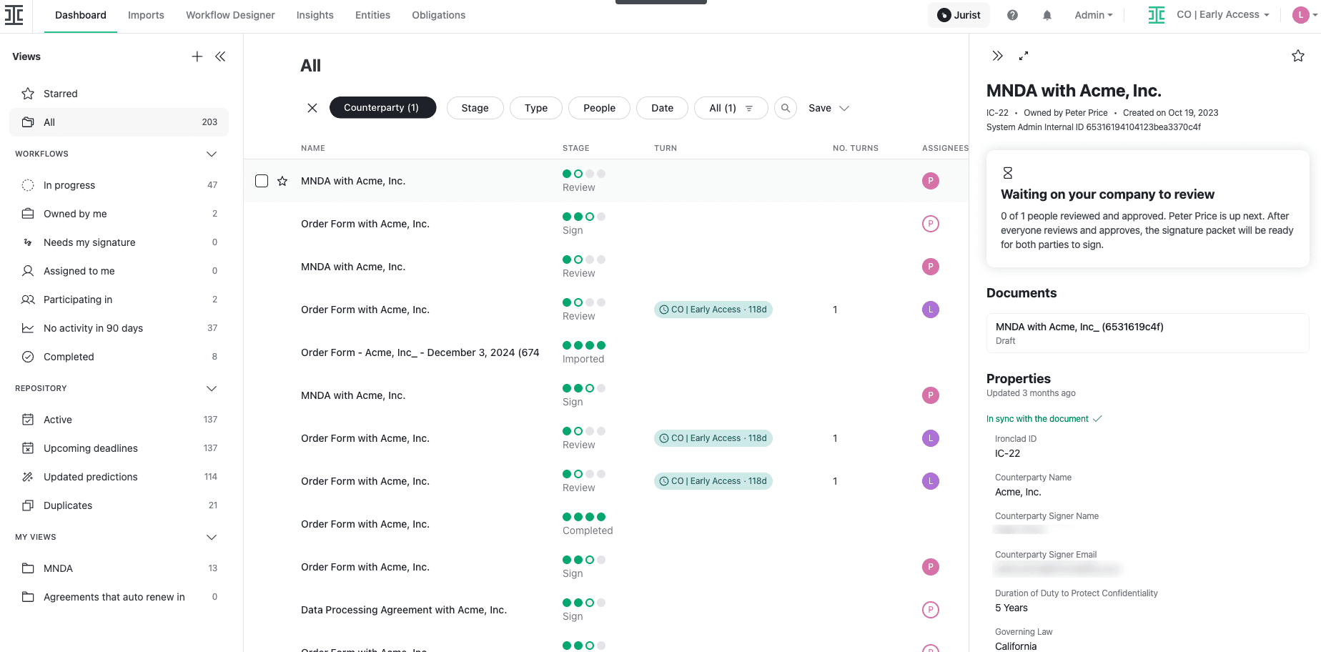 DocuSign CLM Platform Screenshot