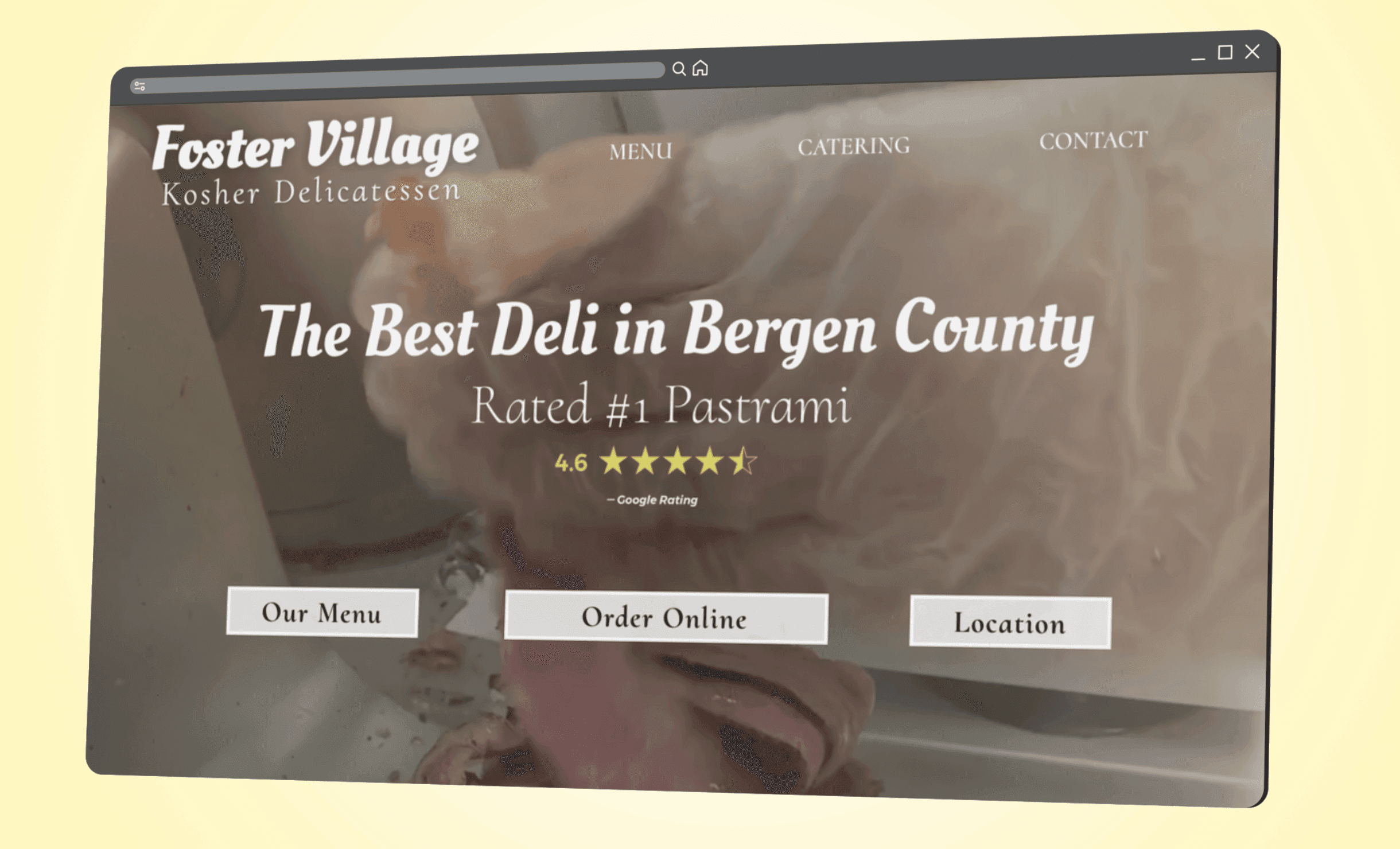 Restaurant website design for Foster Village Kosher Delicatessen by RJP.design — professional NYC web design agency specializing in website design and digital marketing for restaurants and food brands.