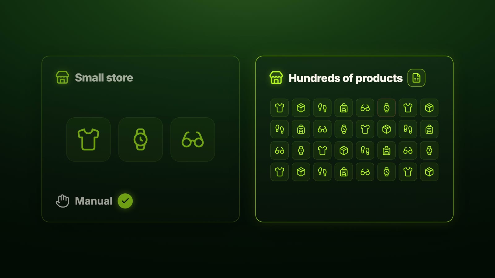 Small store: manual works. Hundreds of products with frequent imports and syncs: use an app