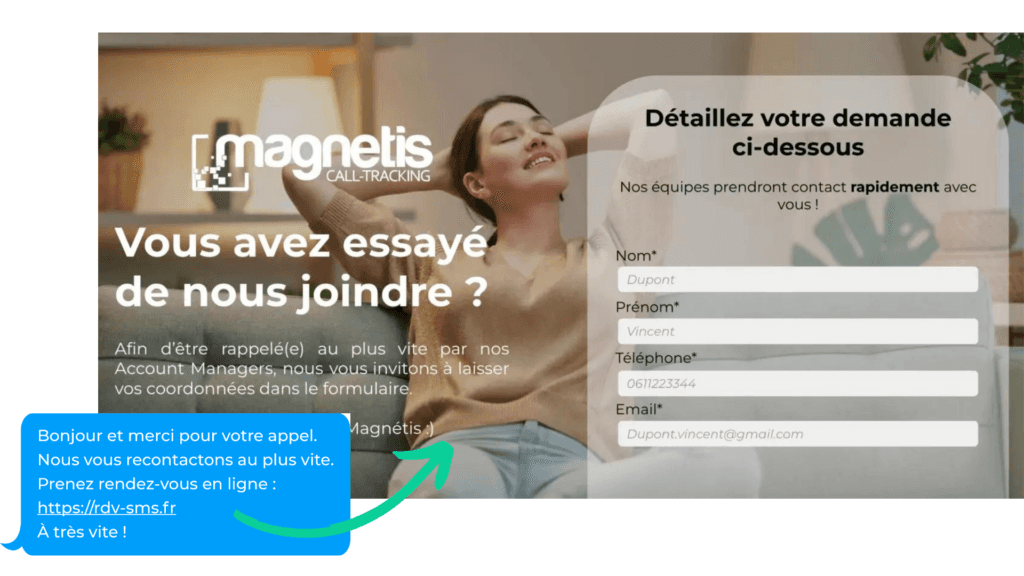 sms et landing page en agence