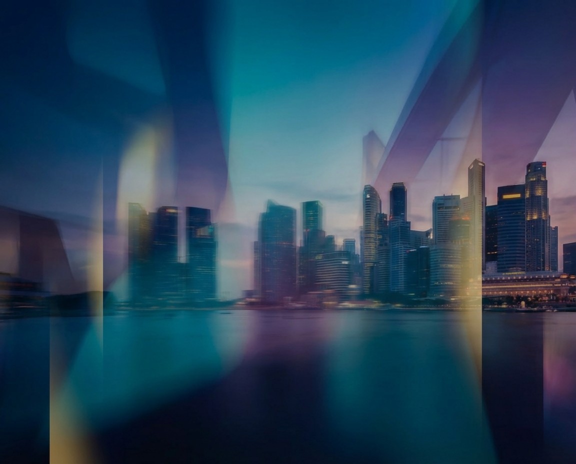 Artistic portrait with red and blue lighting creating a dramatic effect