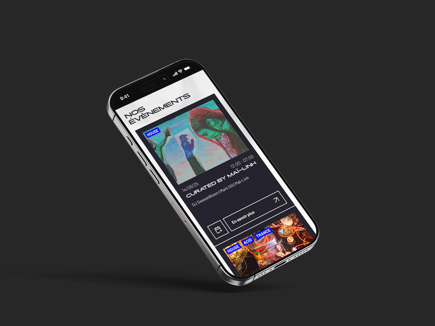 Visuel d'un mockup du site Macadam sur mobile.